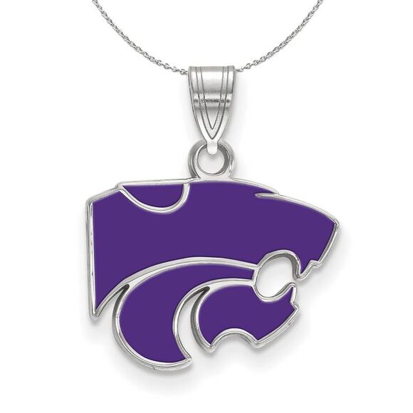 Sterling Silver Kansas State Small Enamel Necklace - 24 Inch